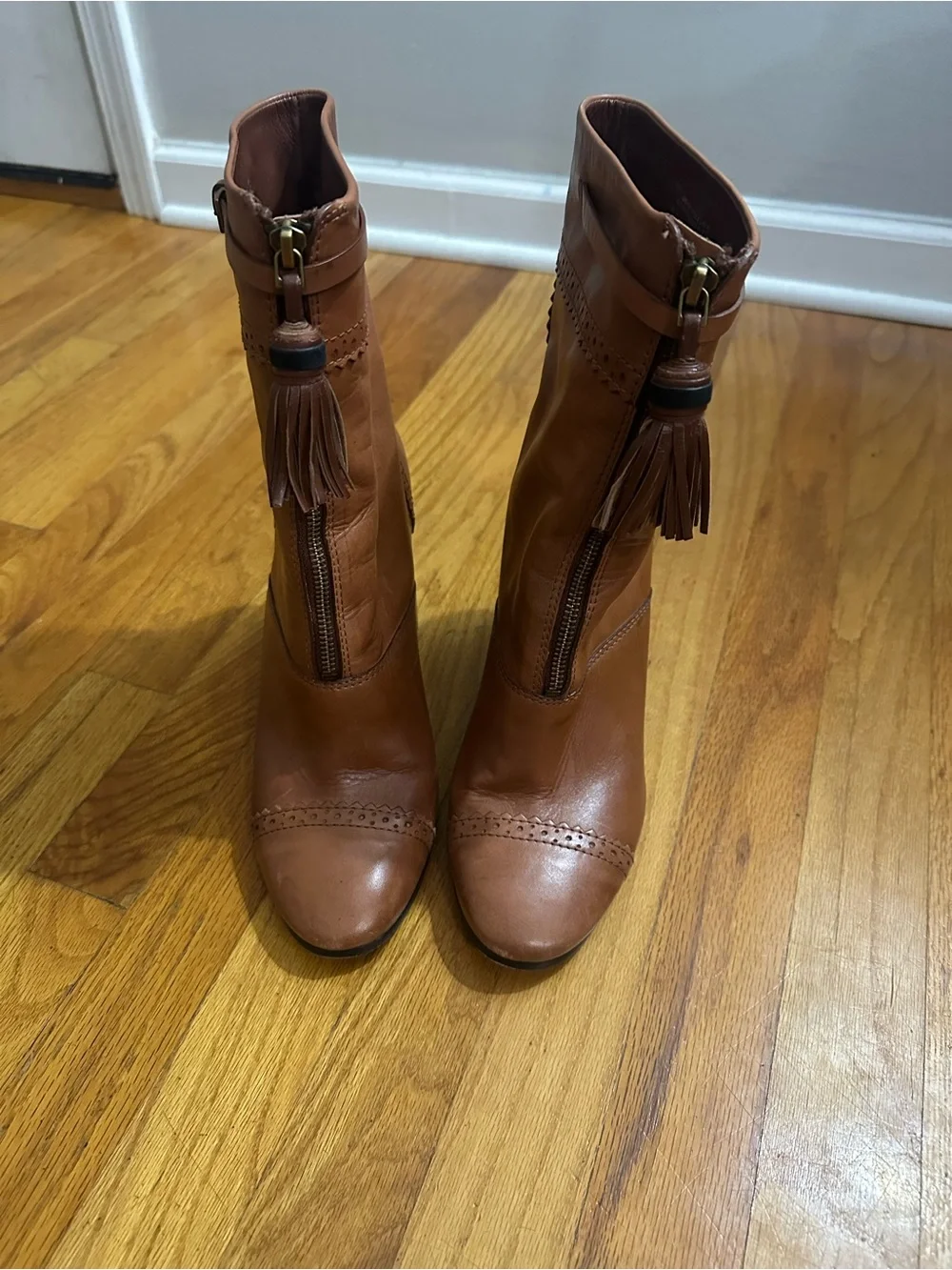 Tory Burch Huxley Tassel Ankle Boots High Heel 10.5M